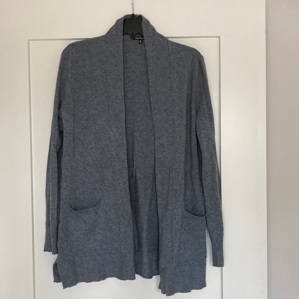 Pink Clover Grey Two Pocket Cardigan